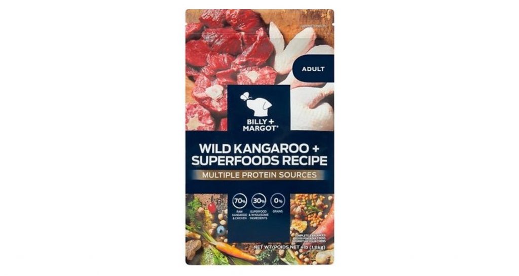 Billy+Margot Wild Kangaroo+ Superfoods Recipe dog food packaging