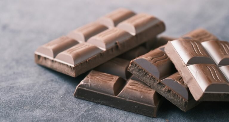 A pile of stacked chocolate bars
