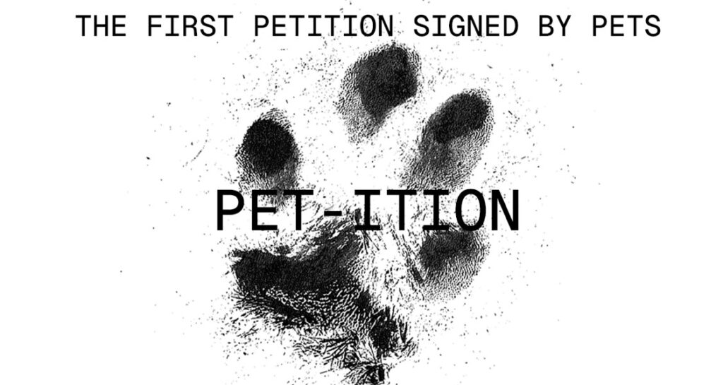 Pet petition logo with paw print