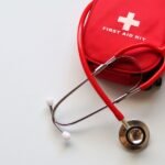 First aid kit and stethoscope